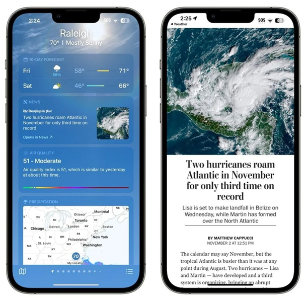阳西苹果14维修分享iPhone 14手机如何看天气时顺带看新闻 