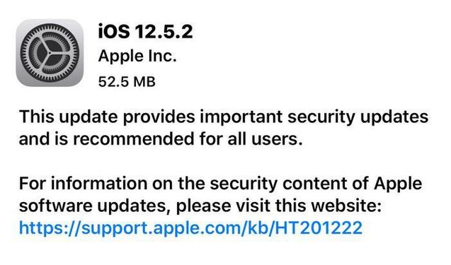 阳西苹果手机维修分享iOS12.5.2发布，建议所有老苹果用户安装 